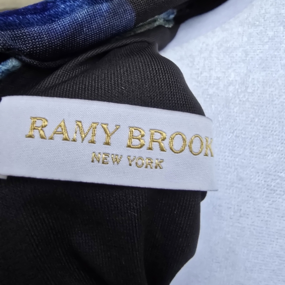 Ramy Brook One Shoulder Black and Blue Floral Dress - Picture 8 of 8